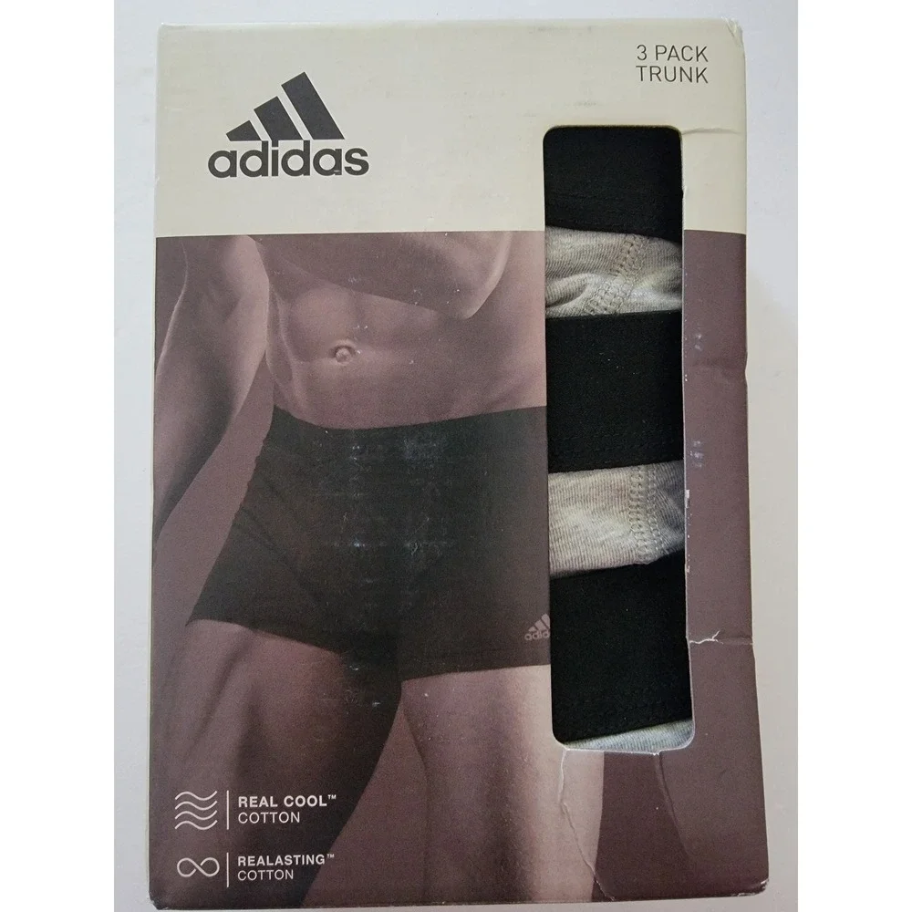 Adidas Mens 3 Pack Active Flex Cotton Trunks XL Black Heather Grey 4A2M02